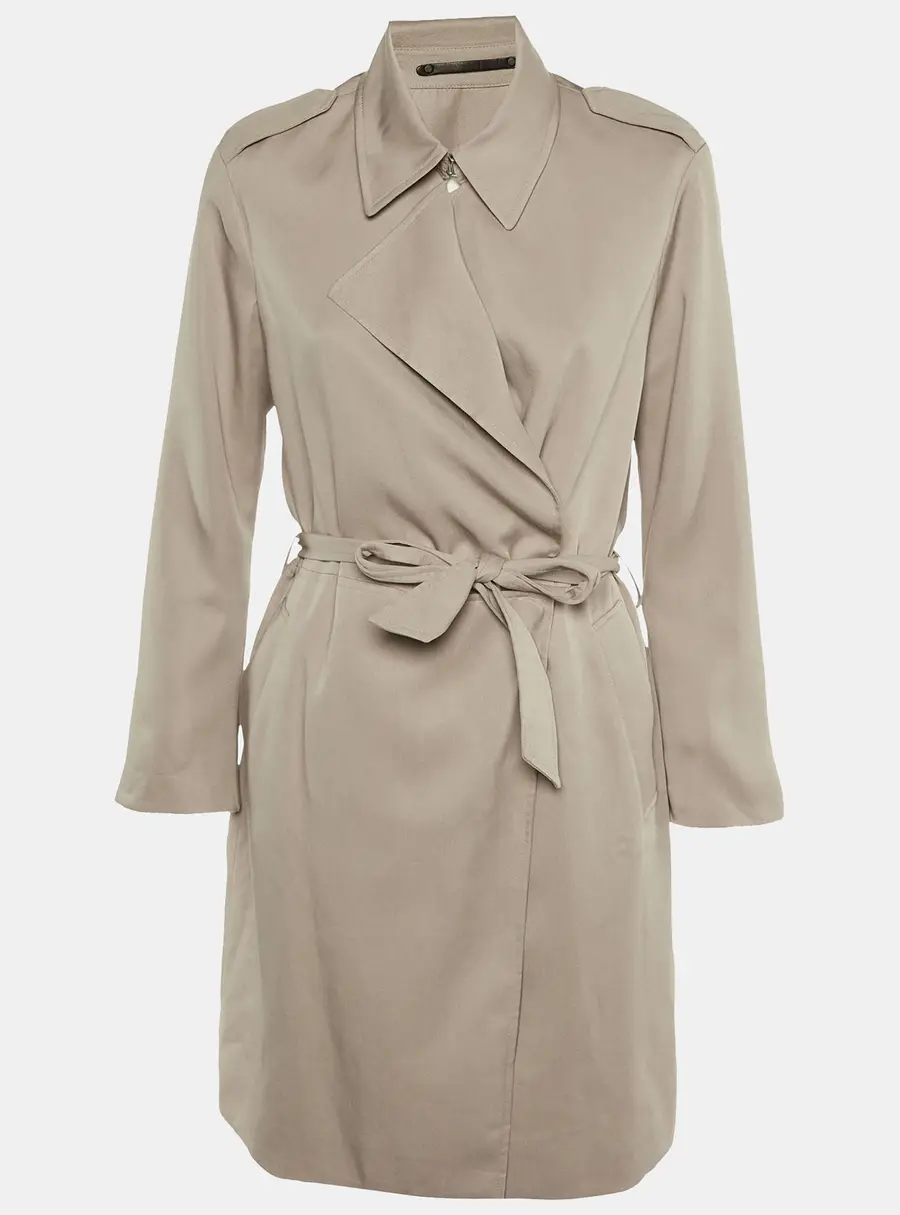 All Saints Beige Linen Belted Coat S