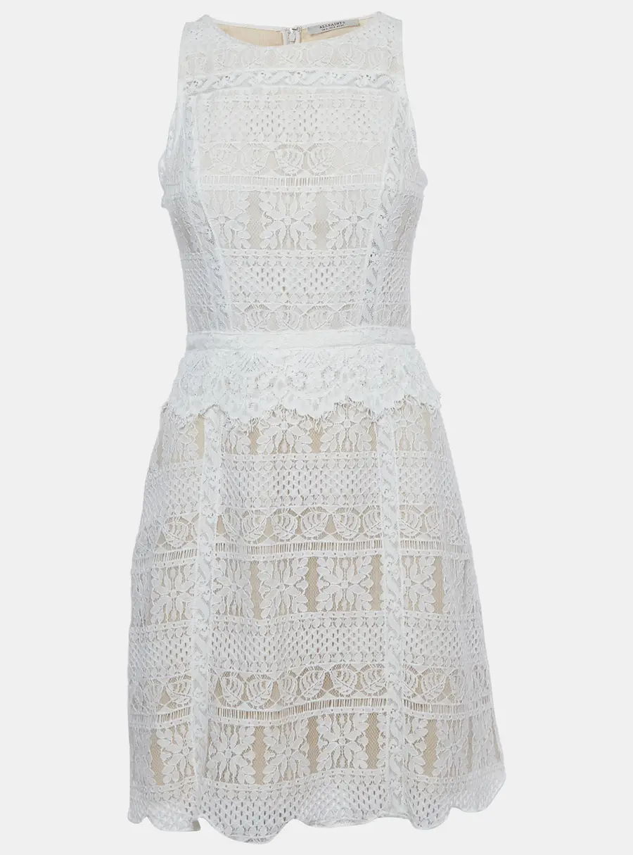 All Saints White Lace Sleeveless Mini Dress S