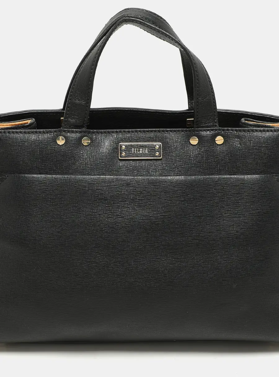 Alviero Martini 1A Classe Black Coated Canvas and Leather Satchel