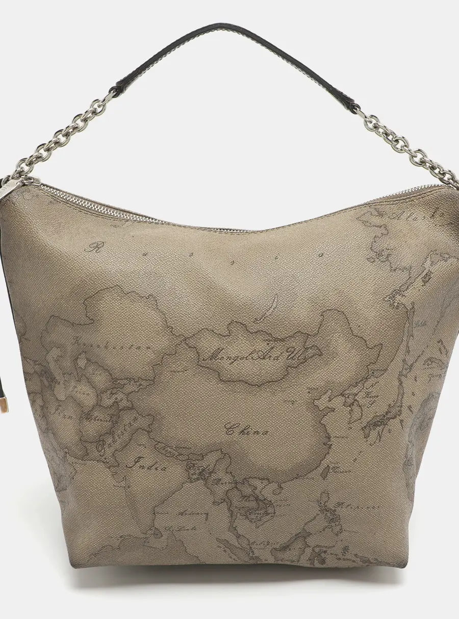 Alviero Martini 1A Classe Grey Geo Classic Print Coated Leather Shoulder Bag
