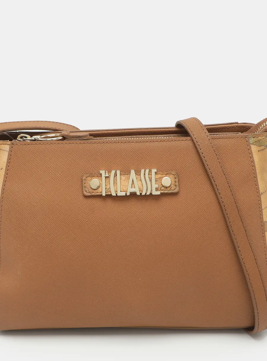 Alviero Martini 1A Classe Brown Coated Canvas and Leather Crossbody Bag