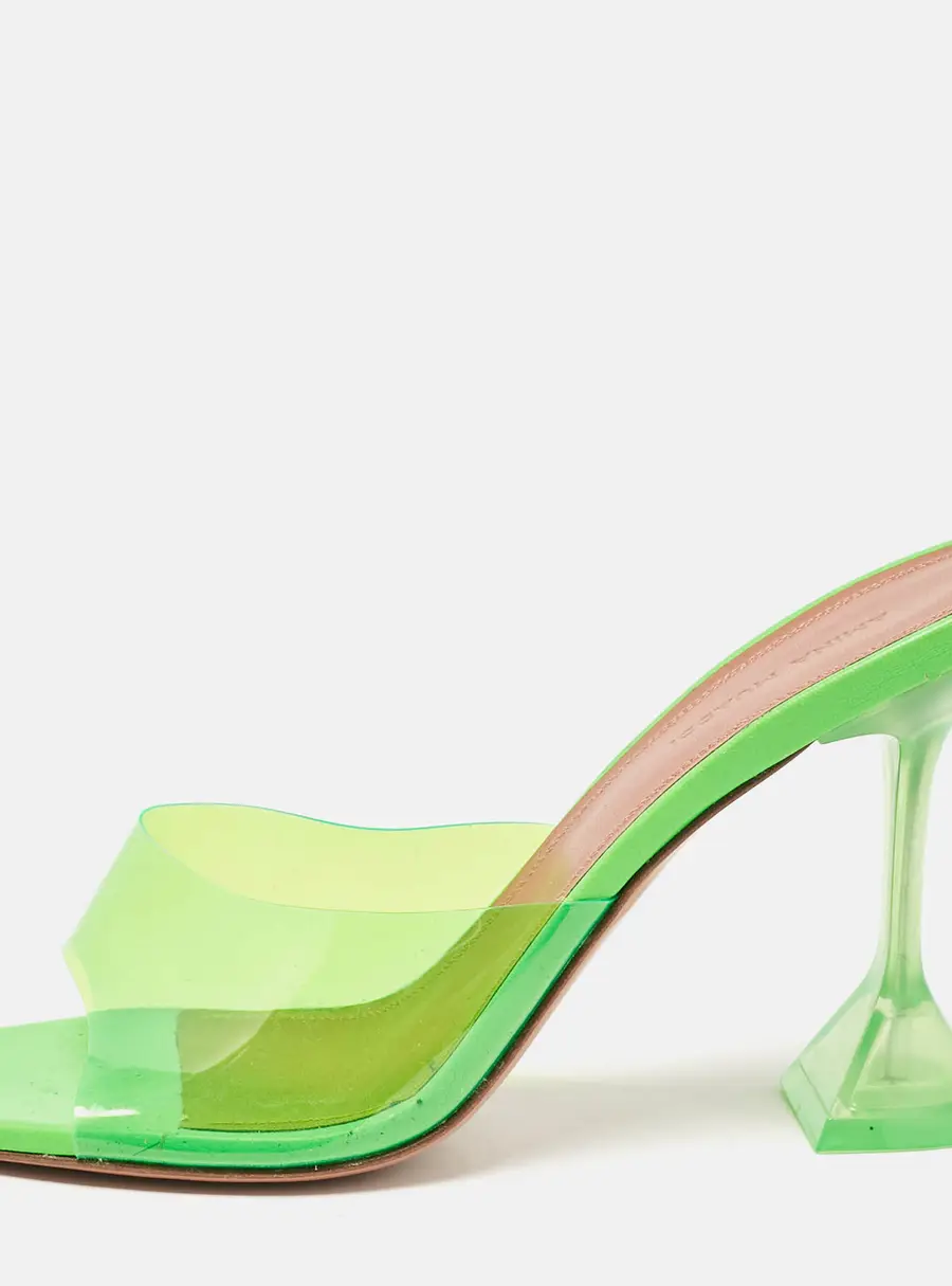 Amina Muaddi Green PVC lupita Slide Sandals Size 39.5