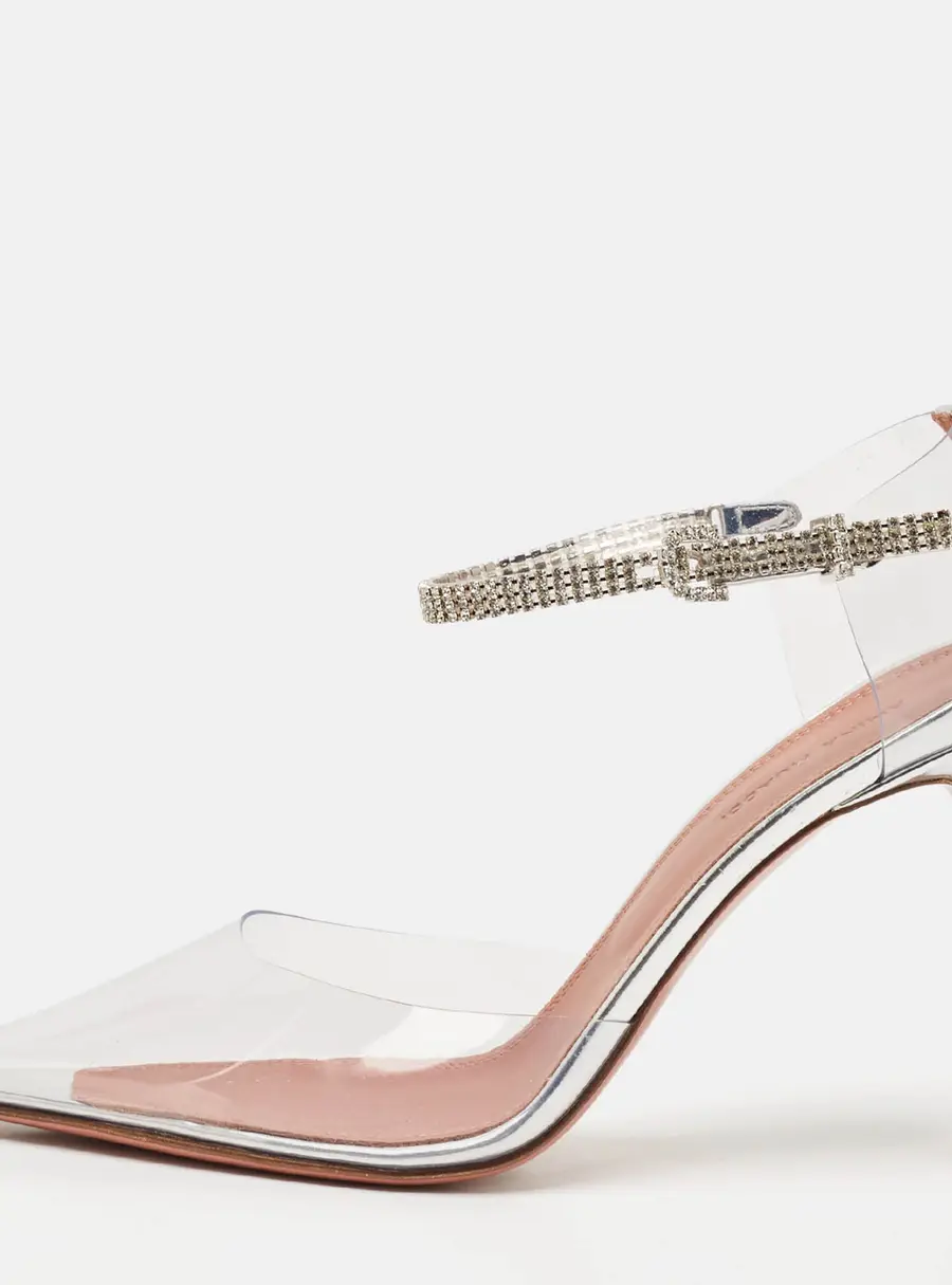 Amina Muaddi Transparent PVC and Leather Ursina Pumps Size 39