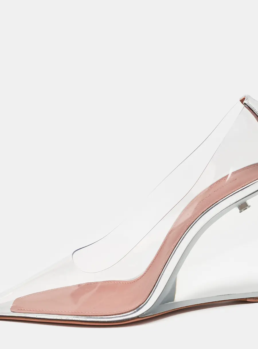 Amina Muaddi Transparent PVC Ane Wedge Pumps Size 38.5