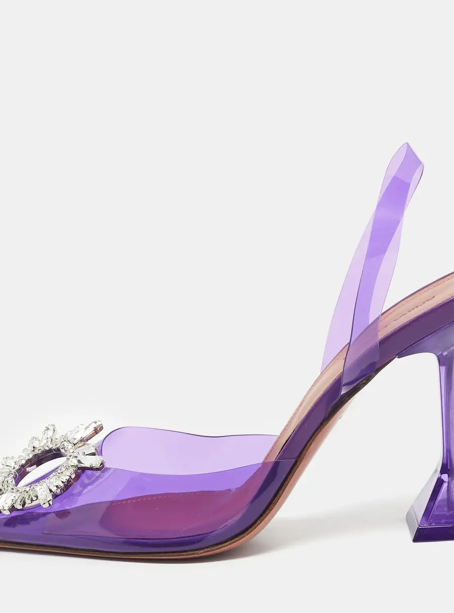 Amina Muaddi Purple PVC Begum Slingback Pumps Size 39.5