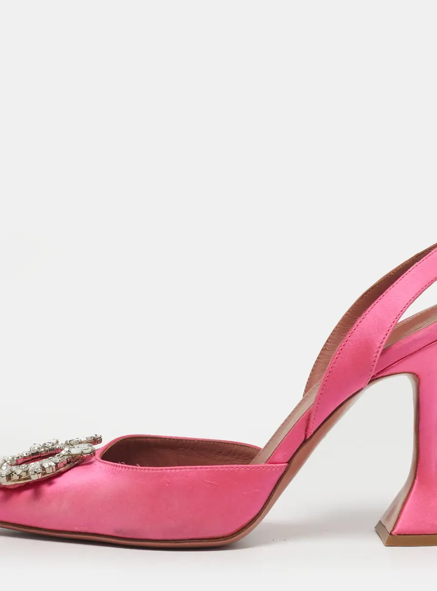 Amina Muaddi Begum Size 40 Pink Satin Slingback Pumps