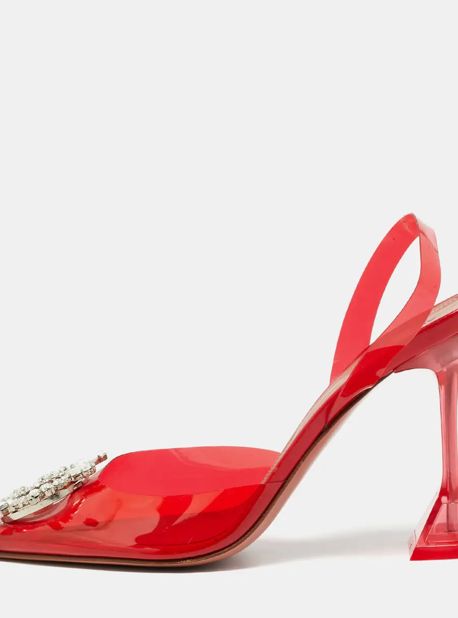 Amina Muaddi Begum Size 40 Red PVC Crystal Embellished Pumps