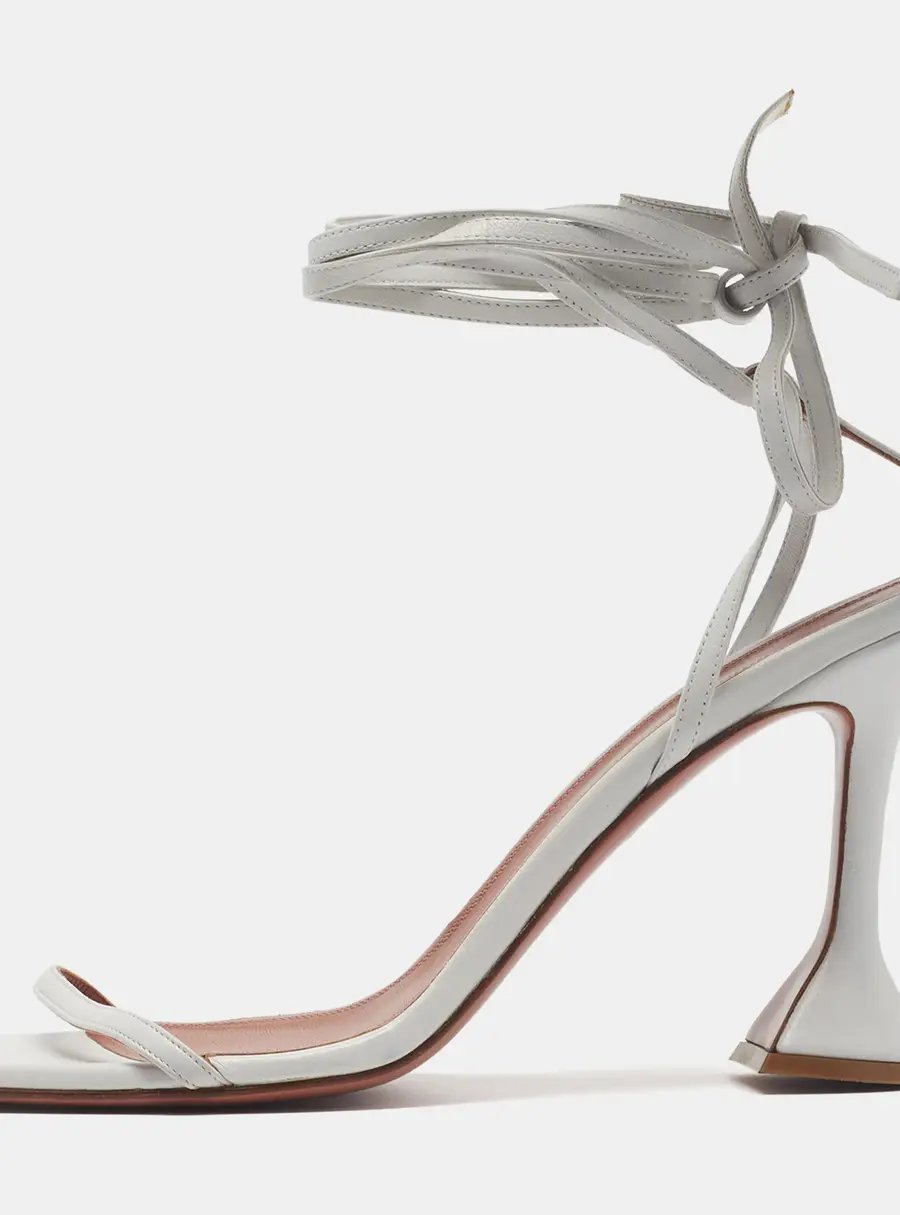 Amina Muaddi Lori Size 41 White Leather Ankle Strap Sandals