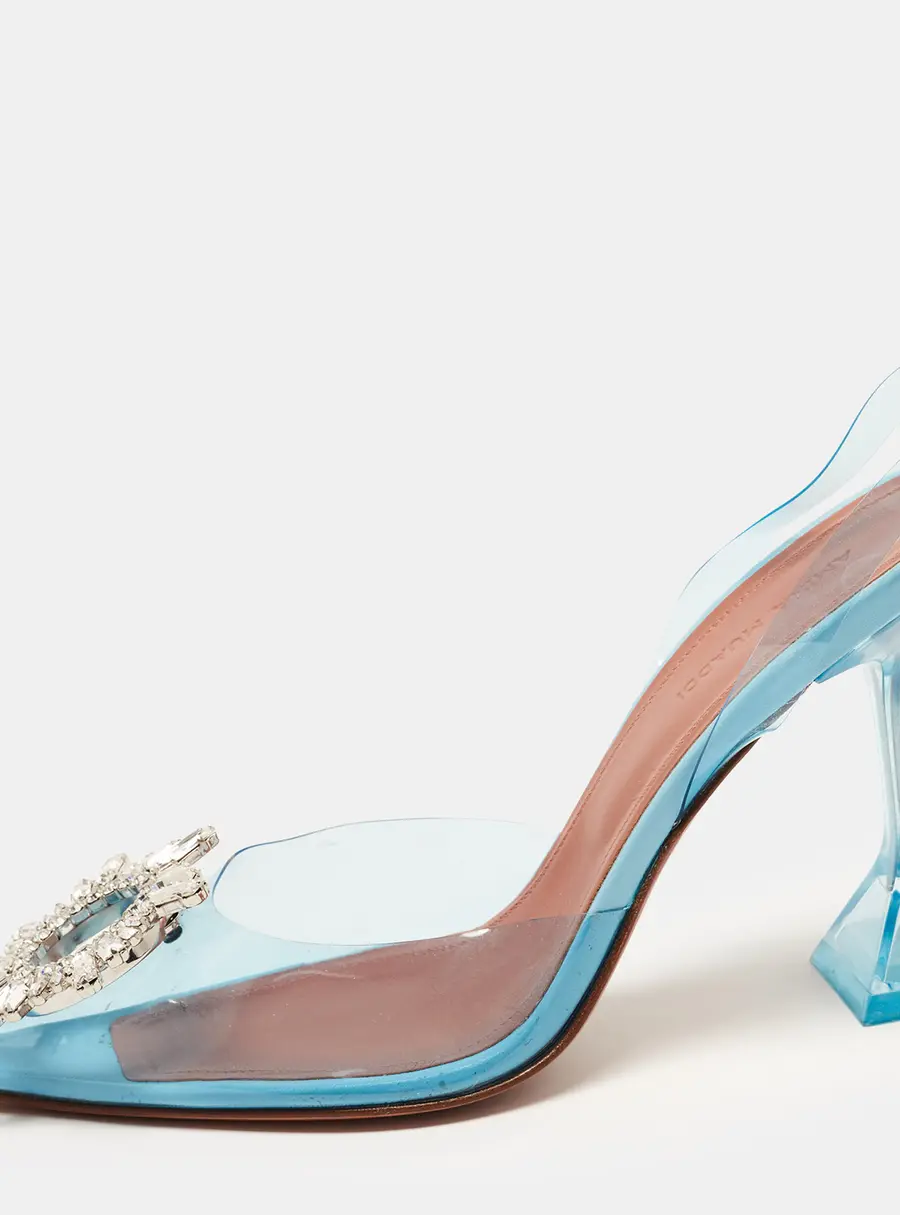 Amina Muaddi Begum Size 38 Blue PVC Slingback Pumps