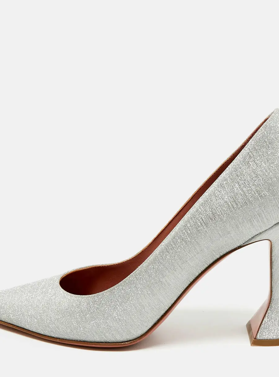 Amina Muaddi Ami Size 42 Silver Glitter Pumps