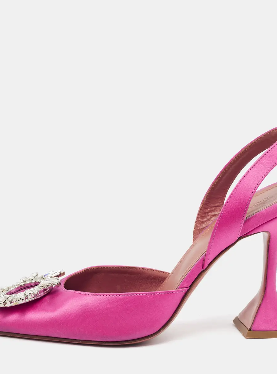 Amina Muaddi Begum Size 39 Pink Satin Slingback Pumps