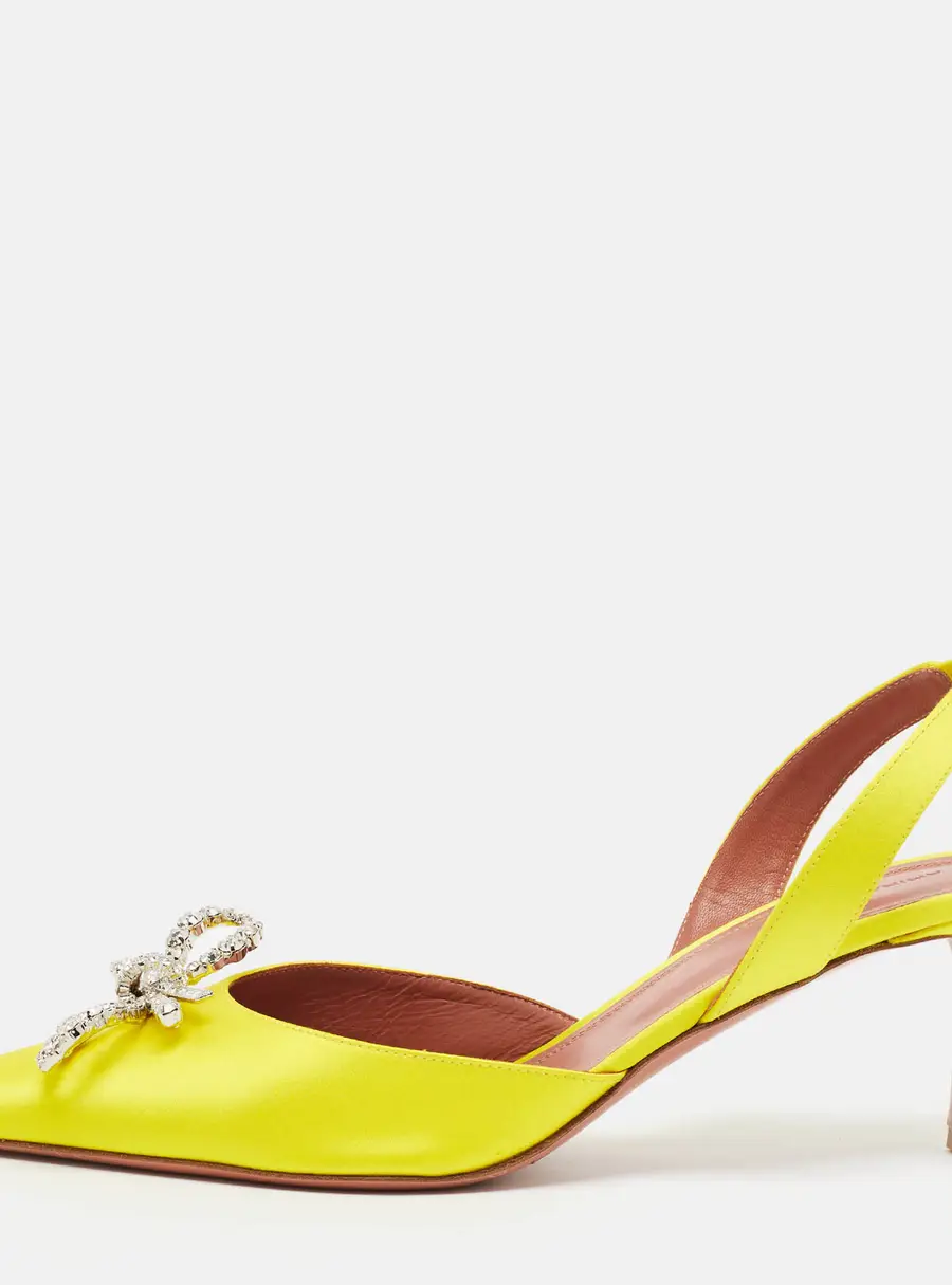 Amina Muaddi Rosie Size 41.5 Yellow Satin Pumps