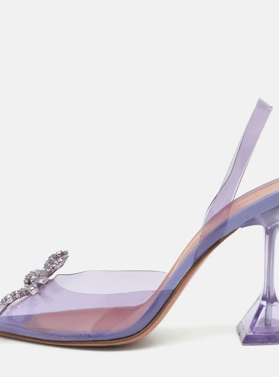 Amina Muaddi Rosie Size 37 Purple PVC Slingback Pumps