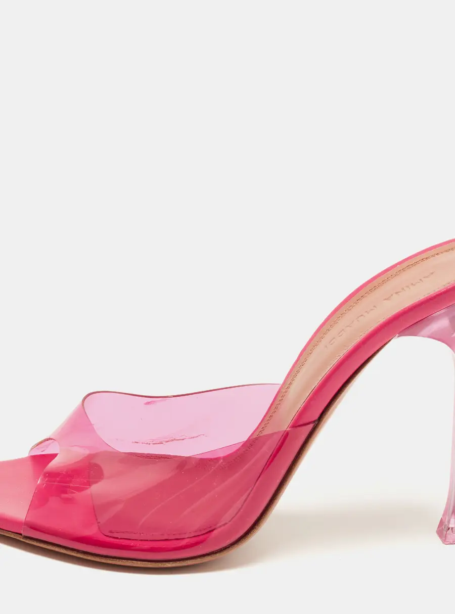 Amina Muaddi Alexa Size 35.5 Purple PVC Slide Sandals