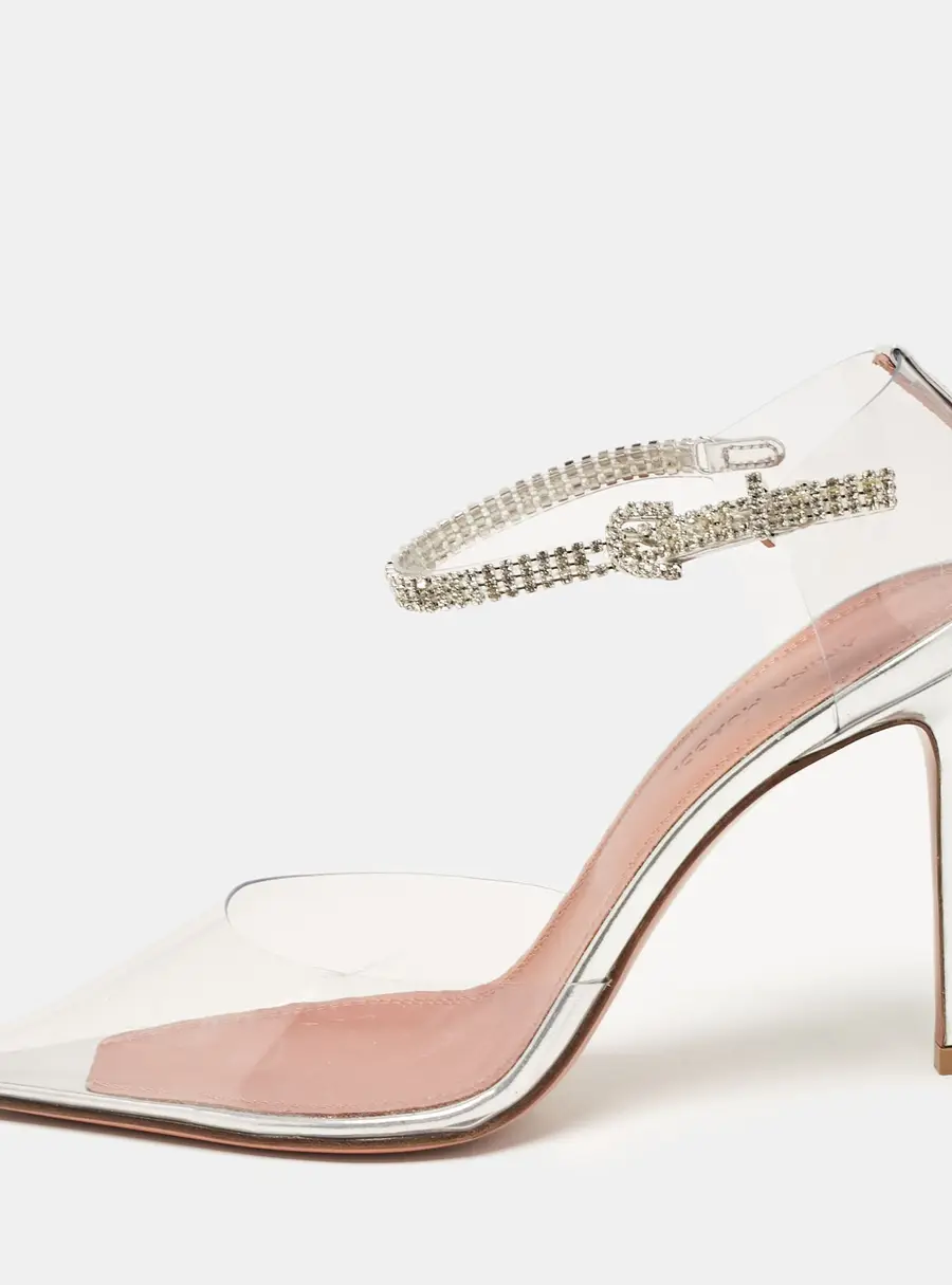 Amina Muaddi Transparent PVC and Leather Ursina Pumps Size 37