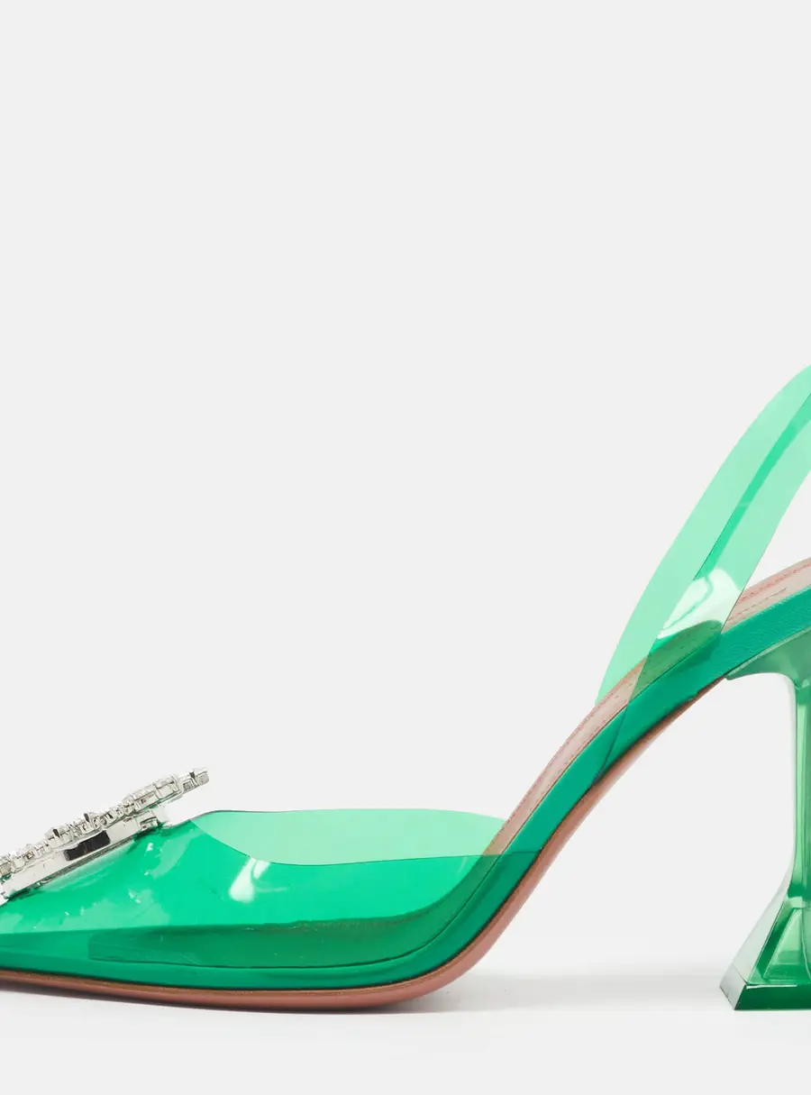 Amina Muaddi Begum Size 37 Green PVC Slingback Pumps