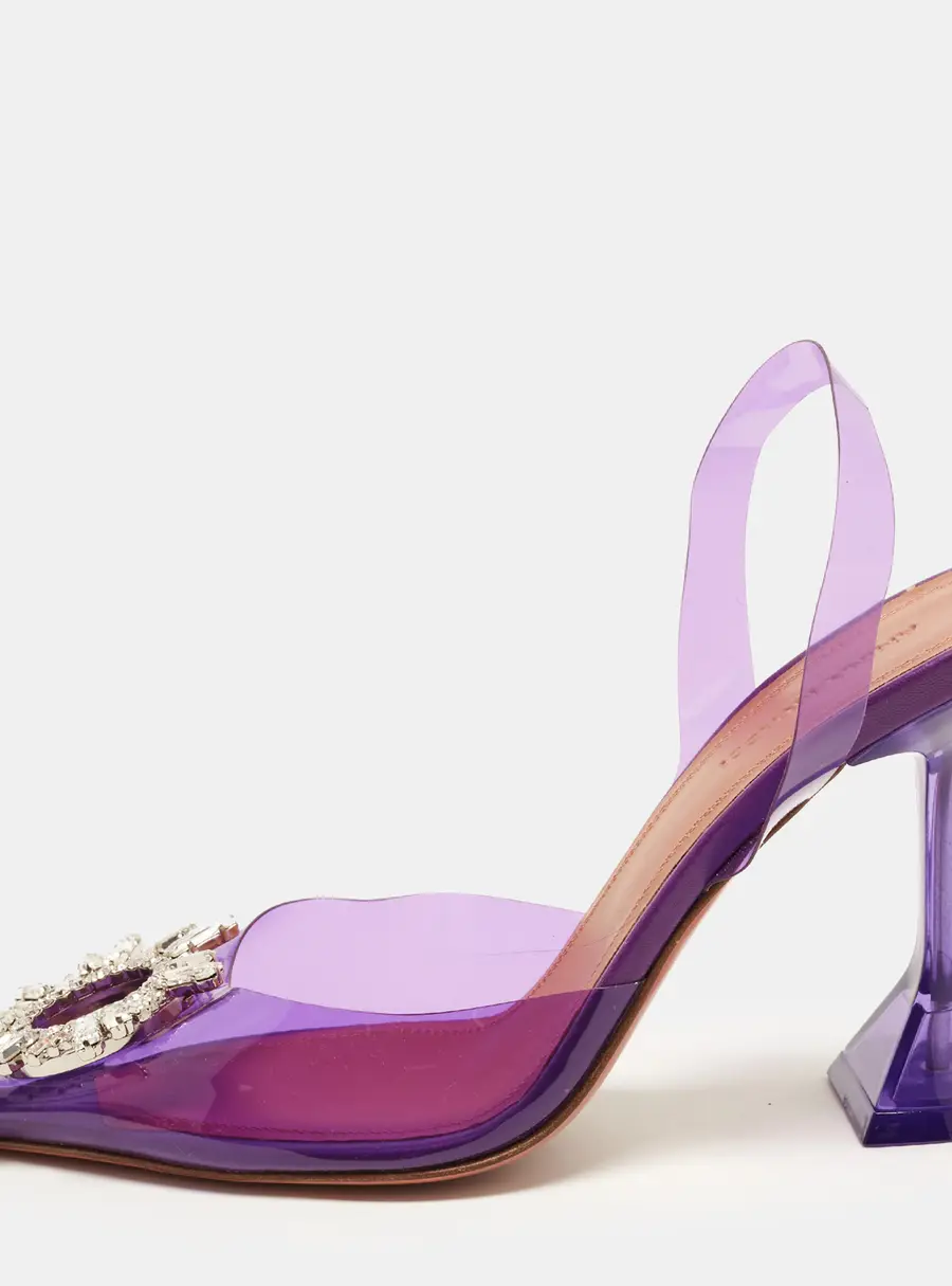 Amina Muaddi Begum Size 38 Purple PVC Slingback Pumps