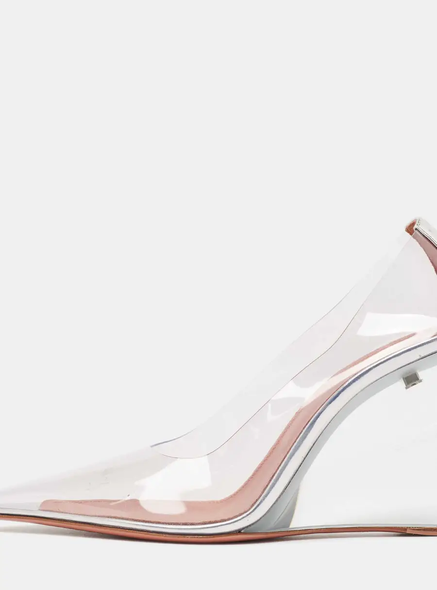 Amina Muaddi Transparent PVC Ane Wedge Pumps Size 38.5