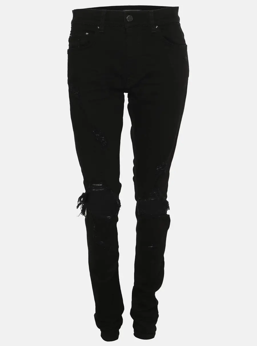 Amiri Black Denim Ripped Skinny Jeans S
