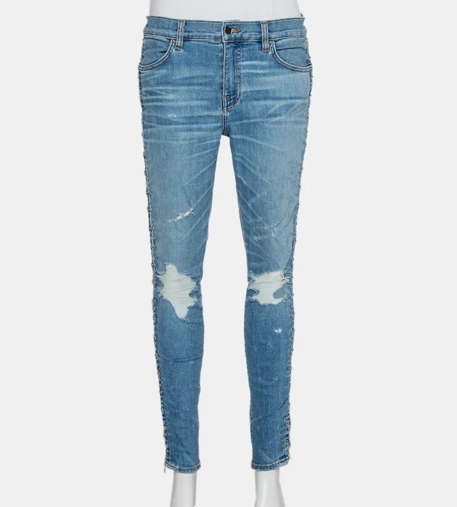 Amiri Blue Denim Side Chain Detail Skinny Jeans M
