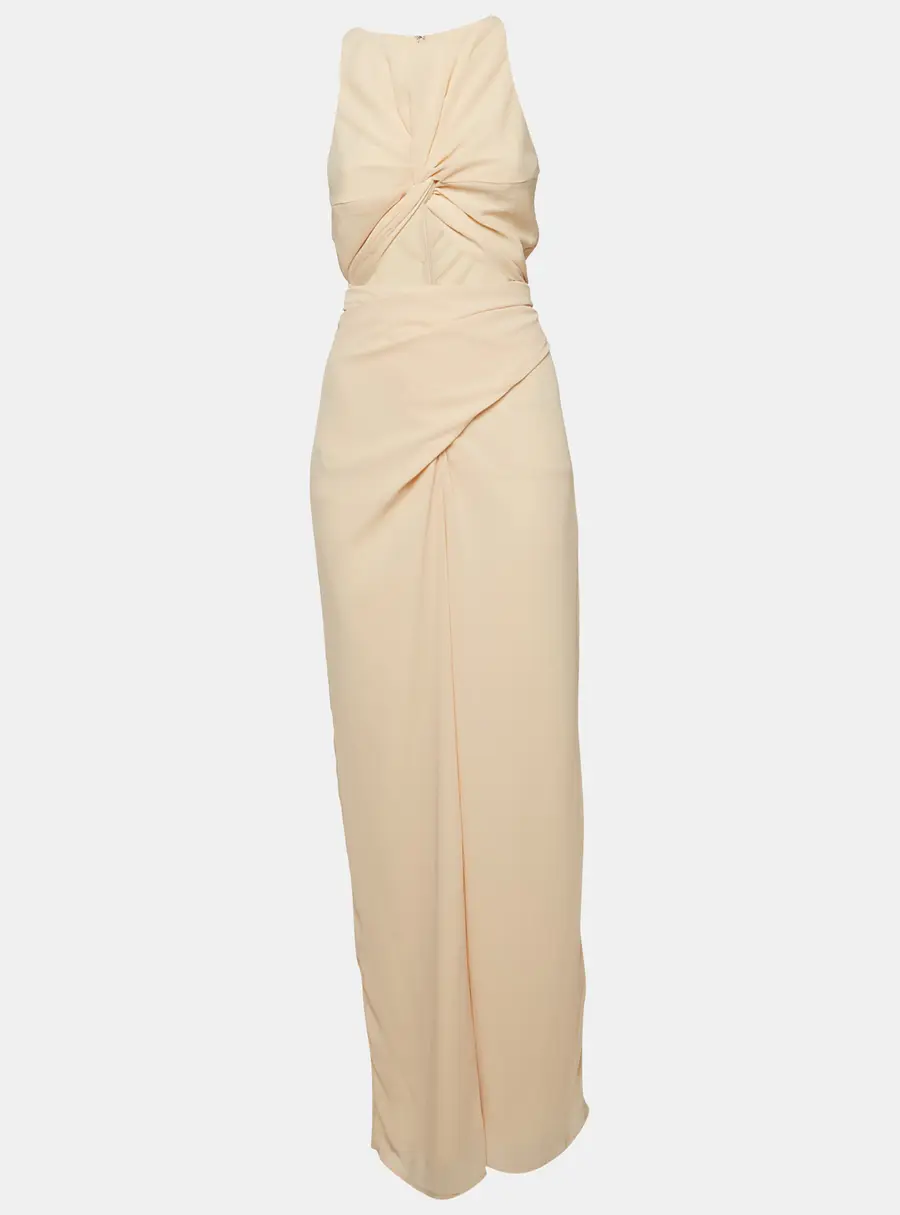 Andrea Iyamah Light Orange/Peach Chiffon Cut-Out Tie-Up Detail Jumpsuit S