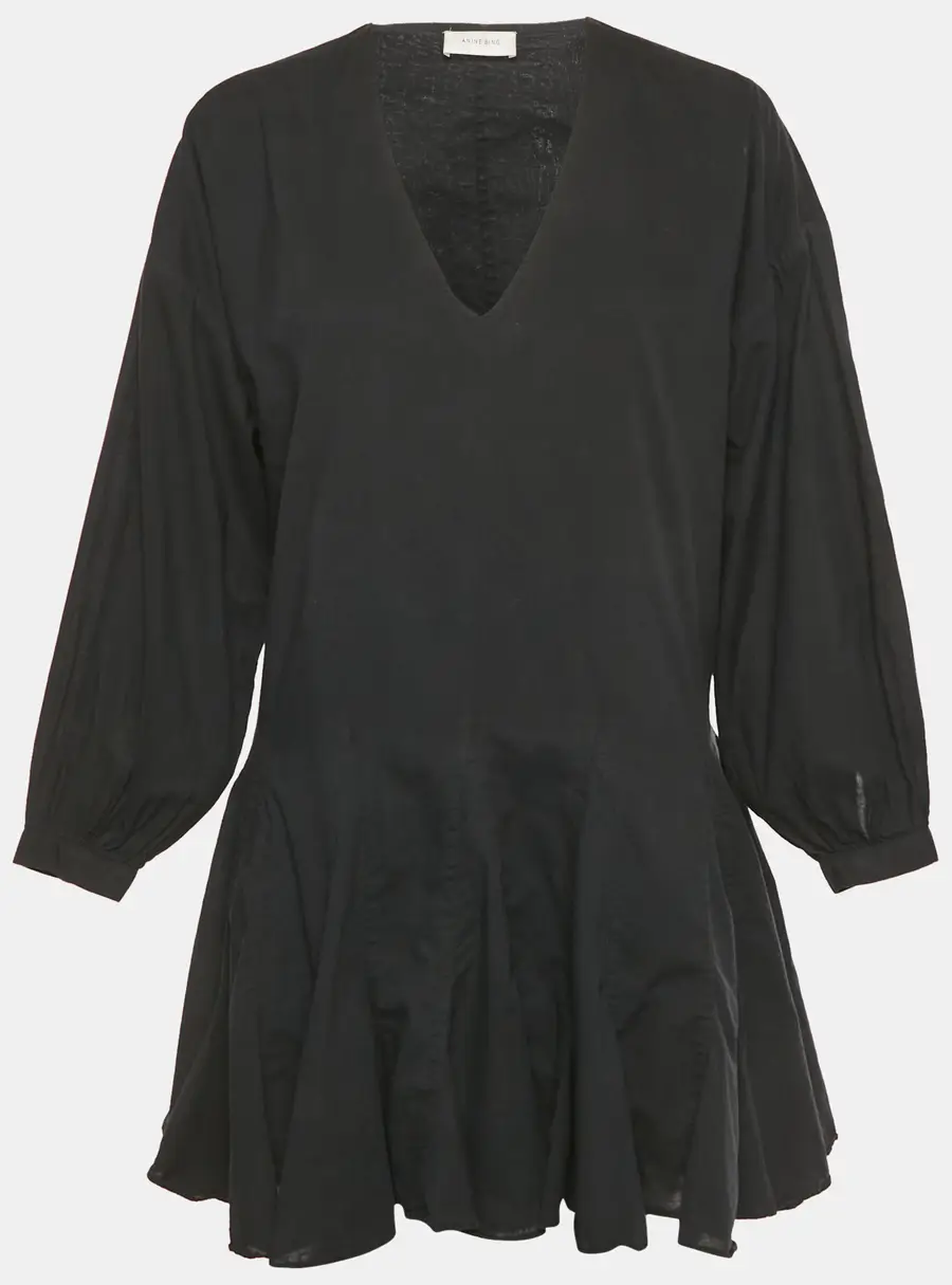 Anine Bing Black Cotton Flared Mini Dress XS