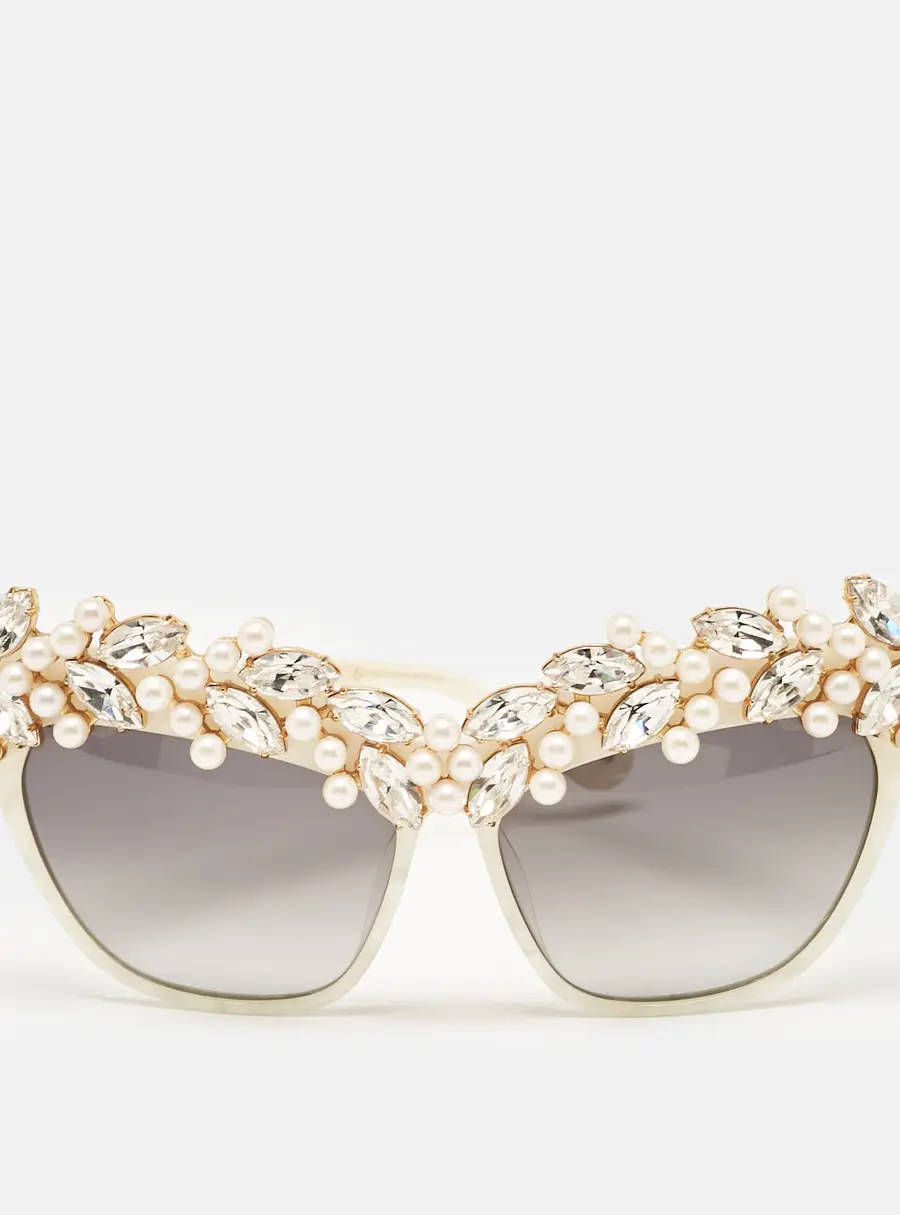 Anna-Karin Karlsson White/Grey Gradient Tears of The Moon Cat-Eye Sunglasses