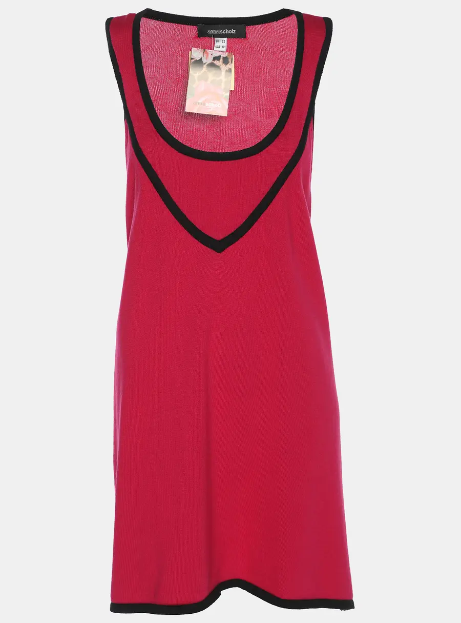 Anna Scholz Pink/Black Jersey Piped Vest Top XXL