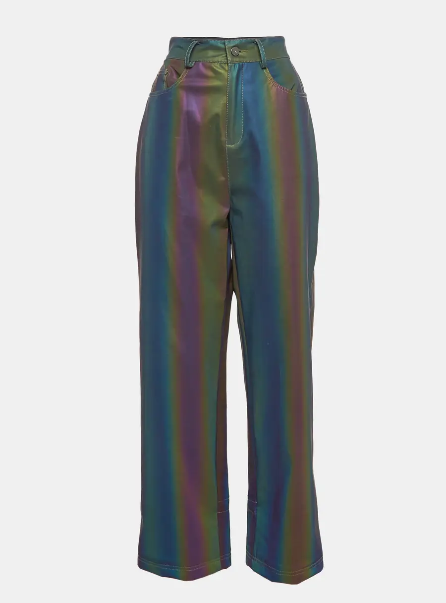 Annakiki For Huawei Multicolor Reflective Pattern Synthetic Straight Leg Pants M