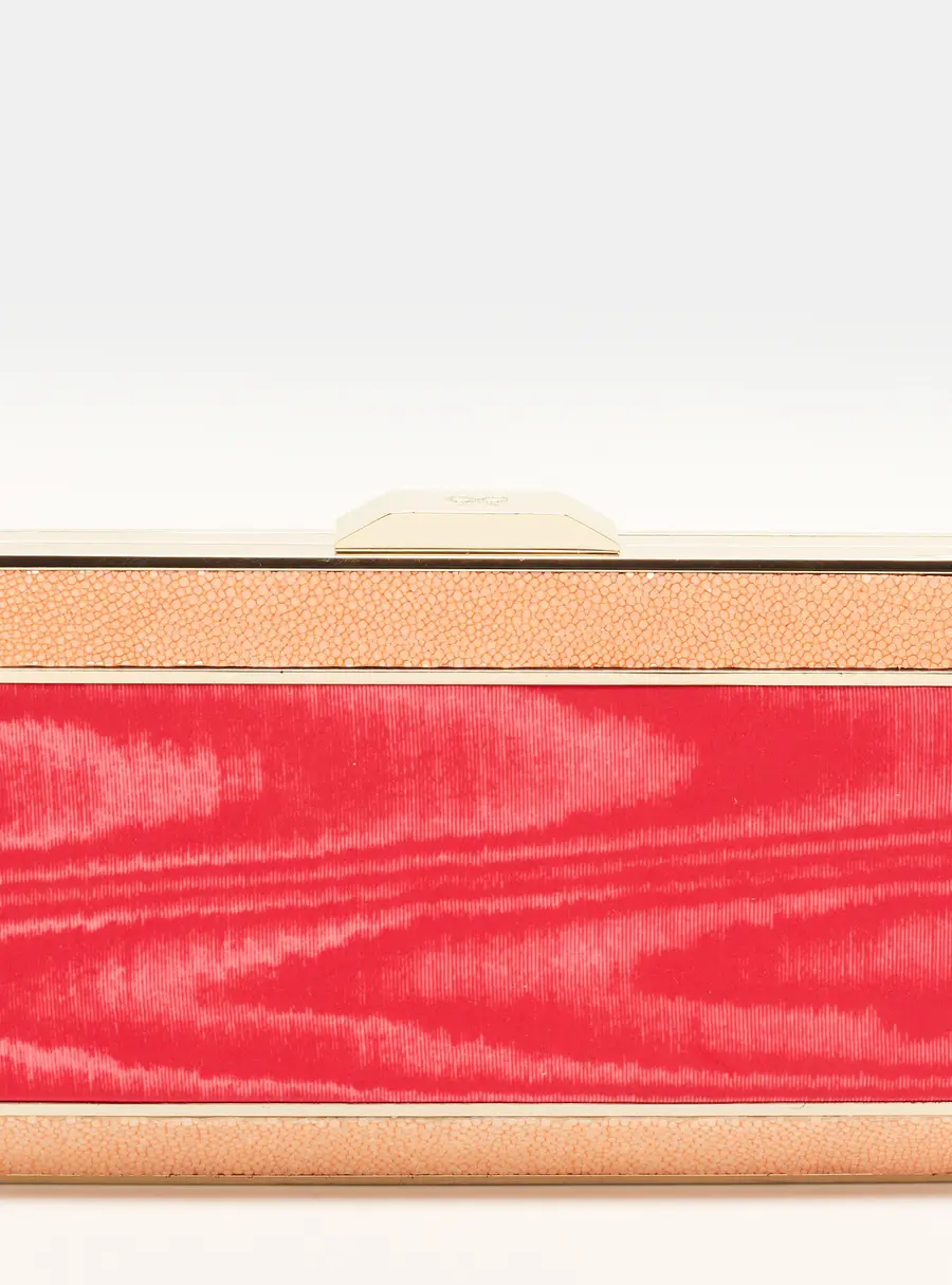 Anya Hindmarch Frame Pink/Peach Fabric and Stingray Leather Clutch
