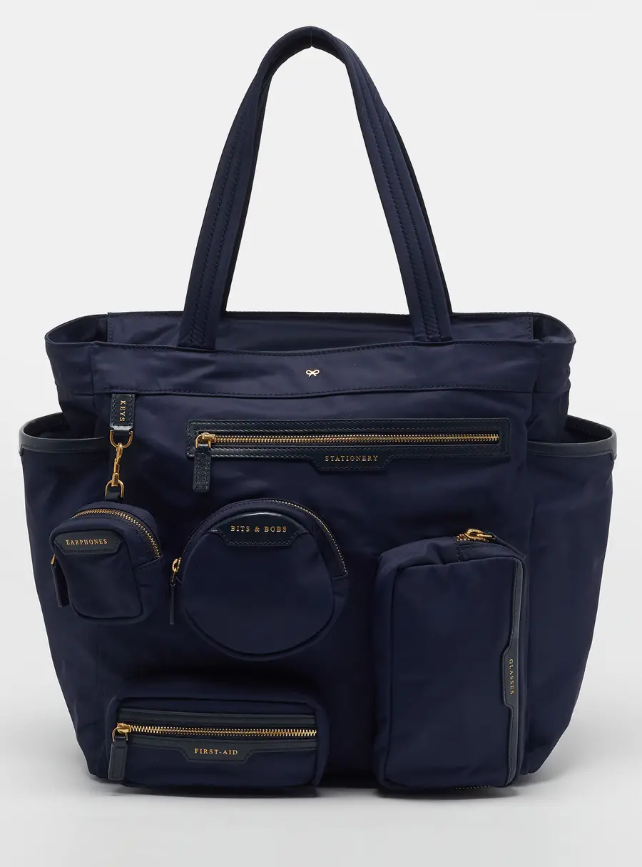 Anya Hindmarch Commuter Navy Blue Nylon Tote