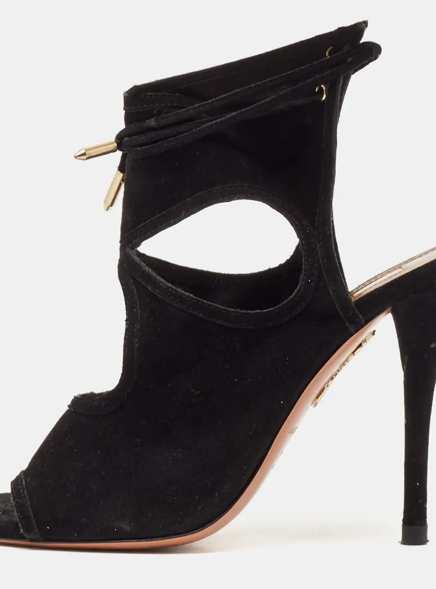 Aquazzura Sexy Thing Size 36 Black Suede Ankle Strap Sandals