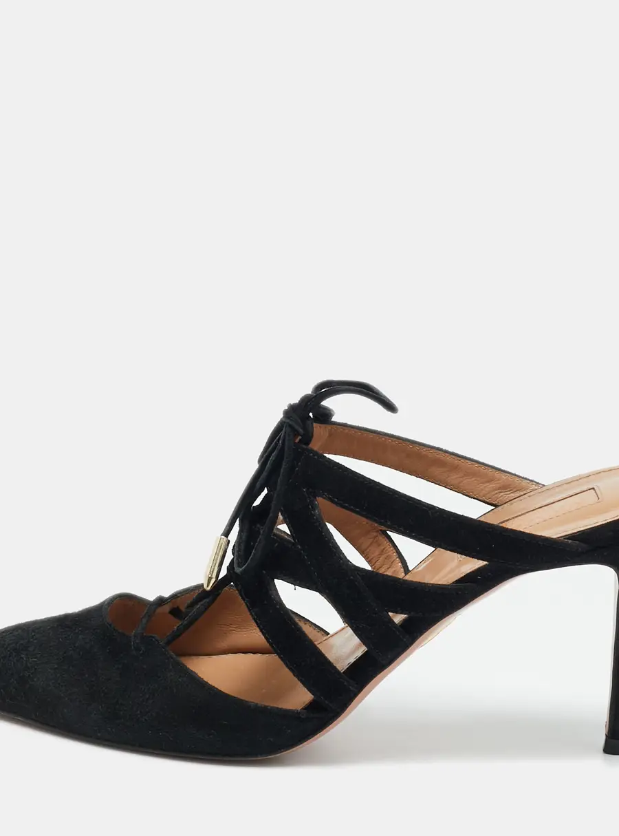 Aquazzura Black Suede Belgravia Mules Size 36