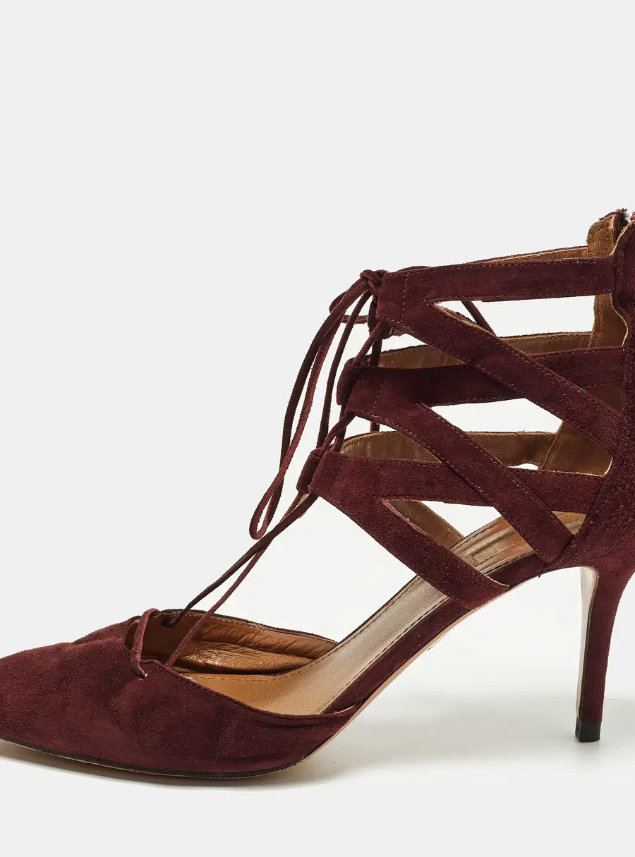 Aquazzura Belgravia Size 41 Burgundy Suede Pumps