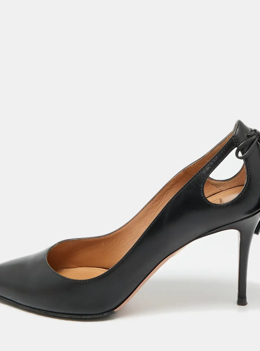Aquazzura Marilyn Size 37 Black Leather Pumps