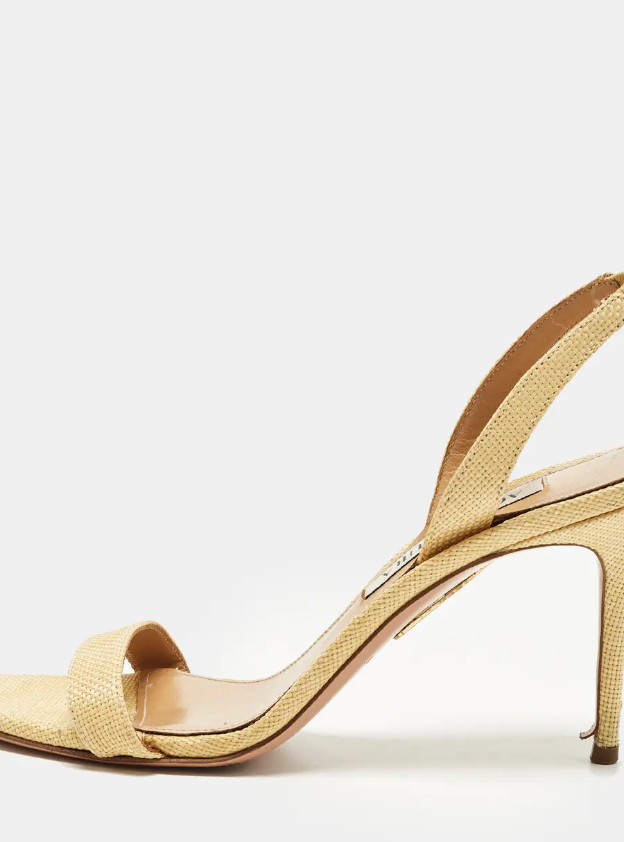 Aquazzura So Nude Size 36 Beige Raffia Slingback Sandals