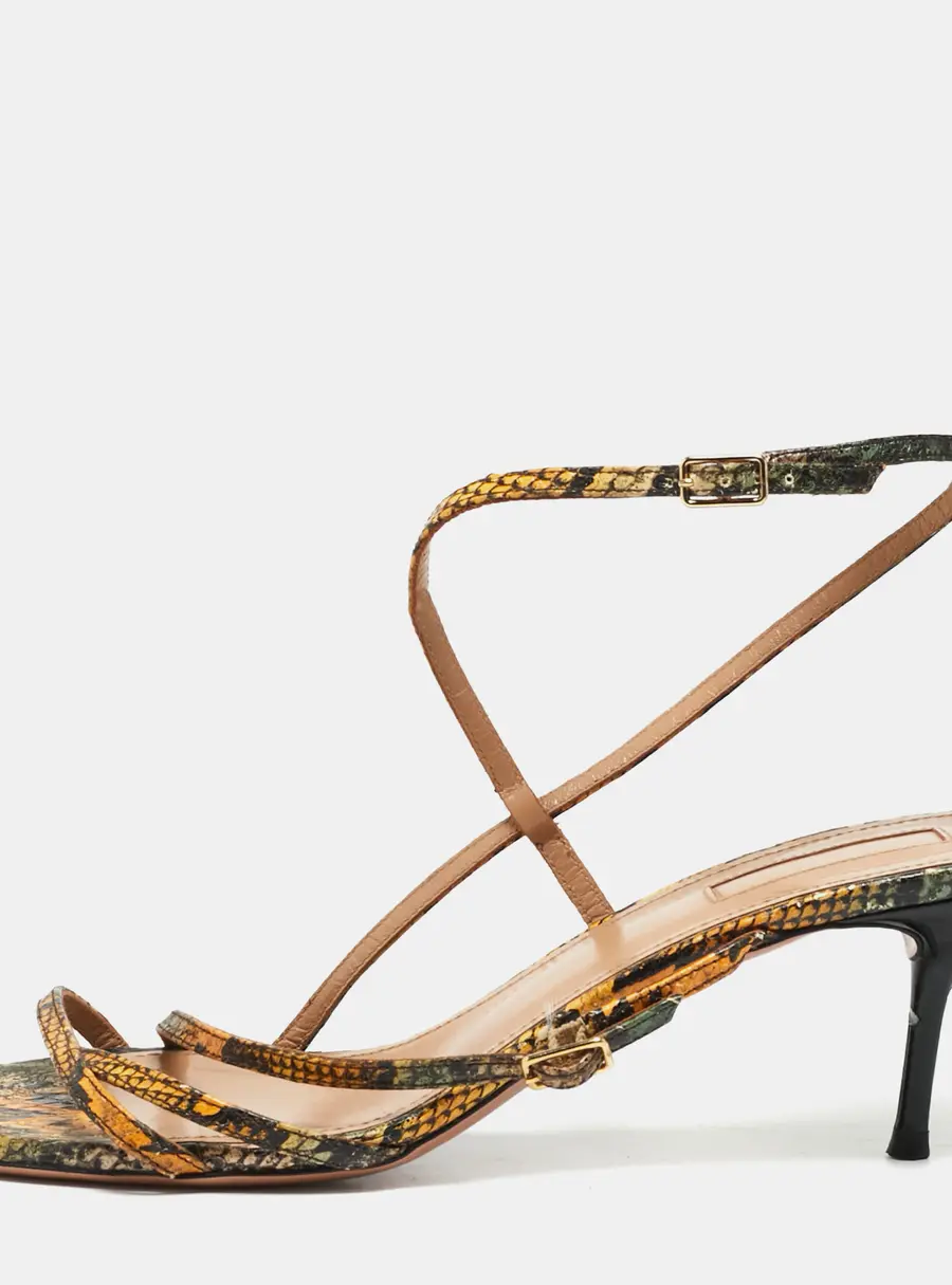 Aquazzura Size 38 Multicolor Leather Ankle Strap Sandals