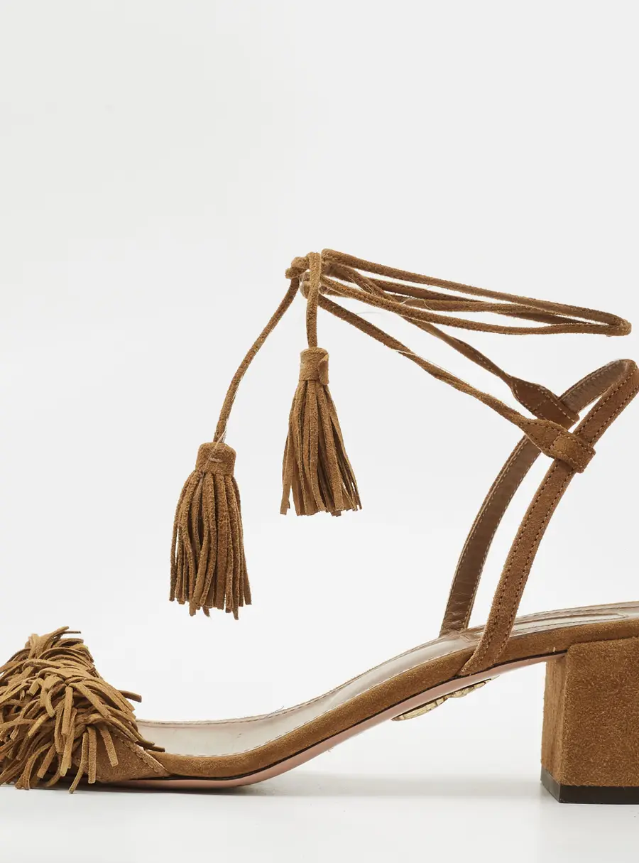 Aquazzura Wild Thing Size 38 Brown Suede Sandals