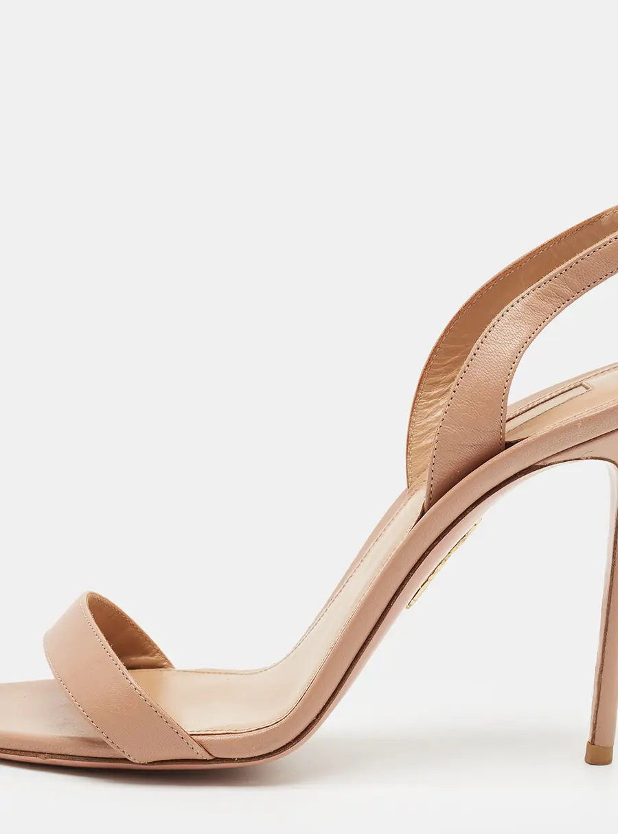Aquazzura Size 38.5 Beige Leather Slingback Sandals