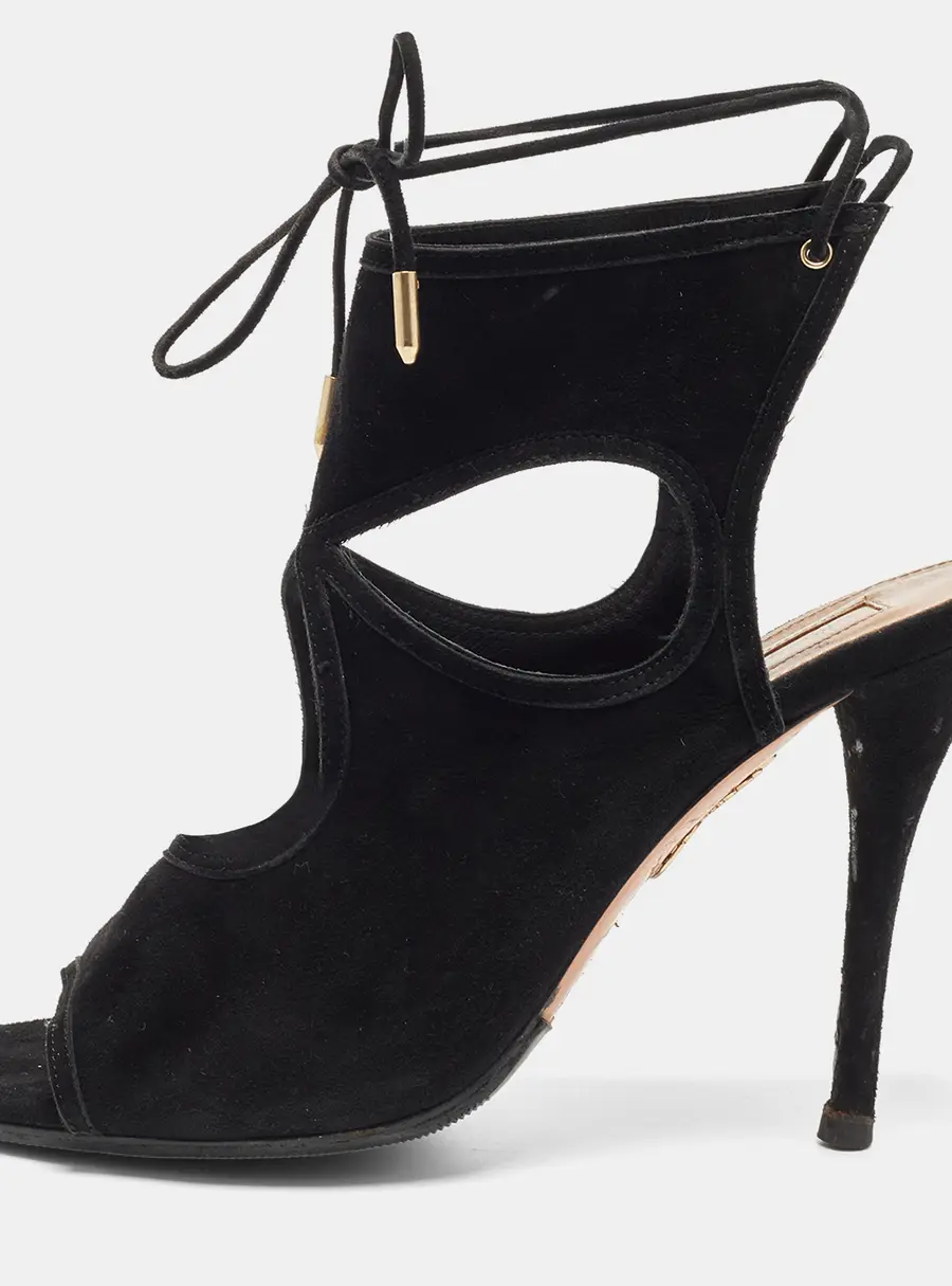 Aquazzura Sexy Thing Size 39 Black Suede Ankle Strap Sandals