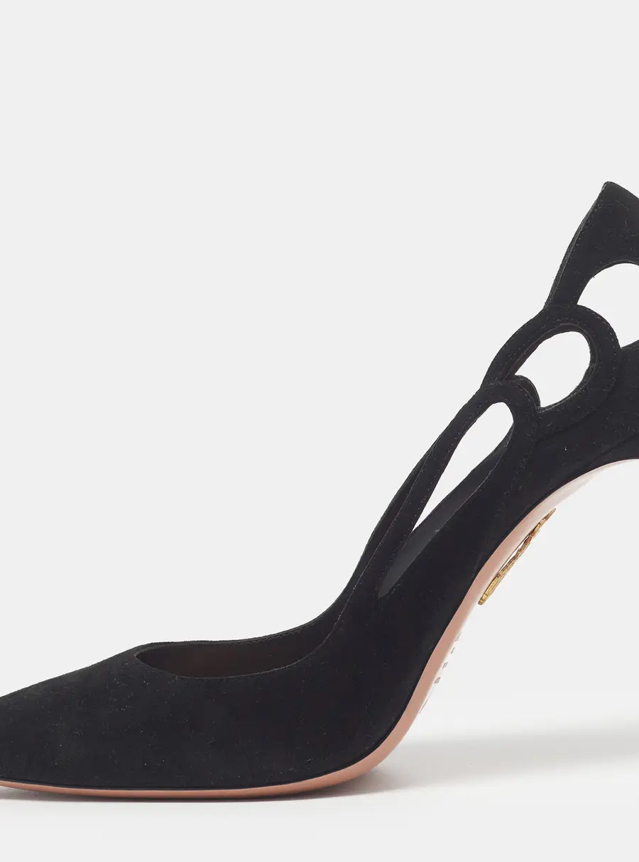 Aquazzura Fenix Size 41 Black Suede Pointed Toe Pumps