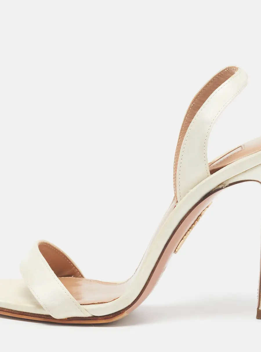 Aquazzura So Nude Size 35 Cream Satin Slingback Sandals