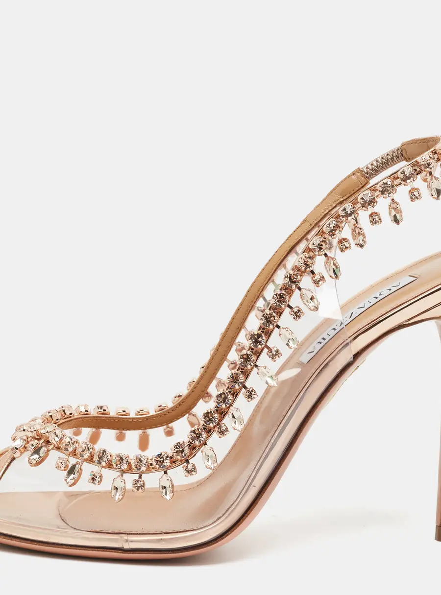 Aquazzura Temptation Size 40 Transparent Patent Leather and PVC Slingback Pumps