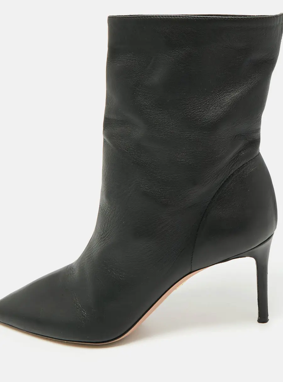 Aquazzura Size 39 Black Leather Ankle Length Boots