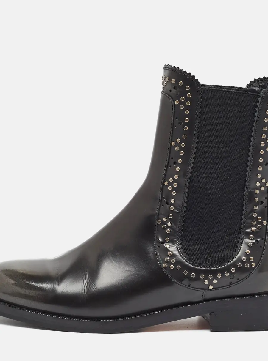 Aquazzura Skye Size 39 Black Patent Leather Studded Combat Boots