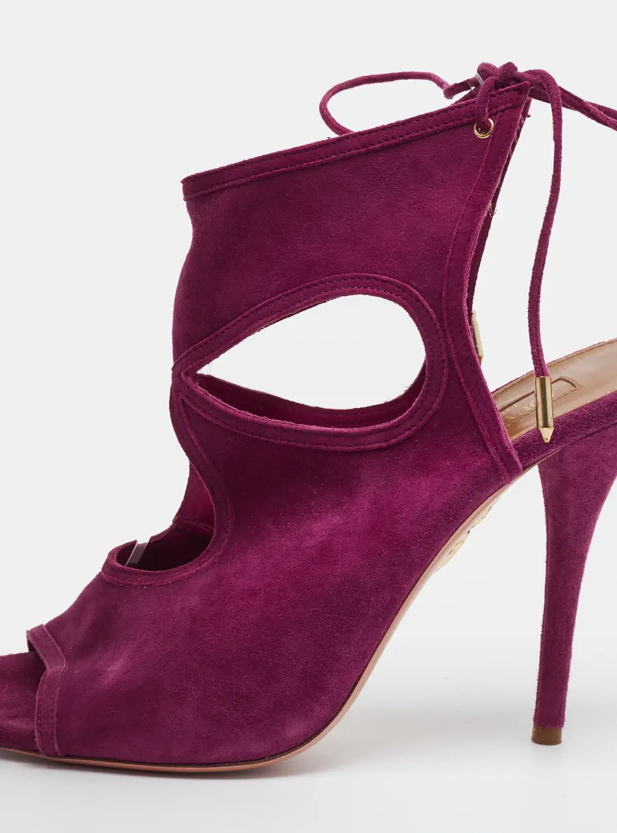 Aquazzura Sexy Thing Size 38.5 Purple Suede Sandals