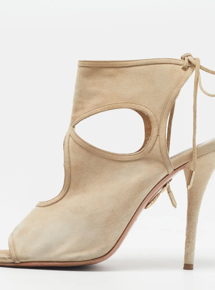 Aquazzura Size 40 Beige Suede Ankle Strap Sandals