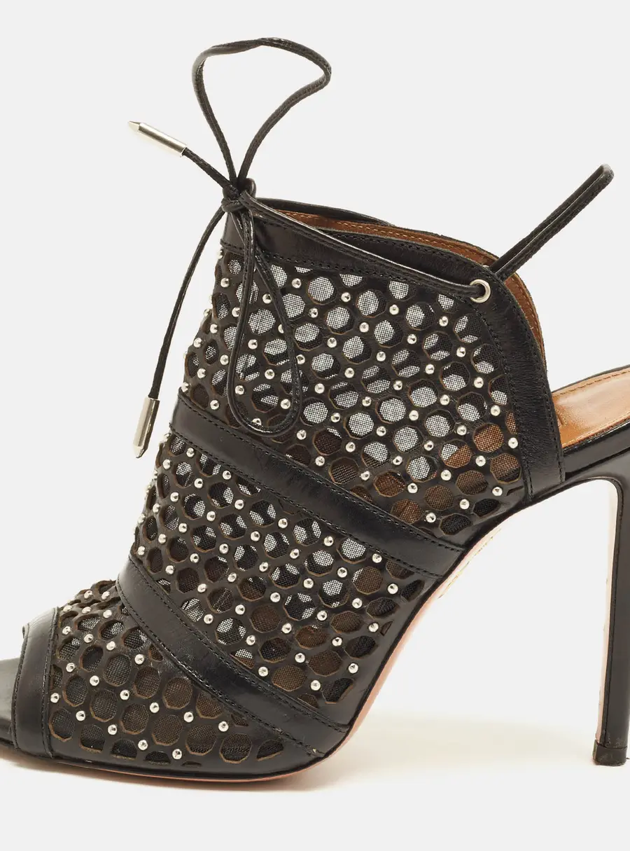 Aquazzura Belgravia Size 36 Black Leather Mules