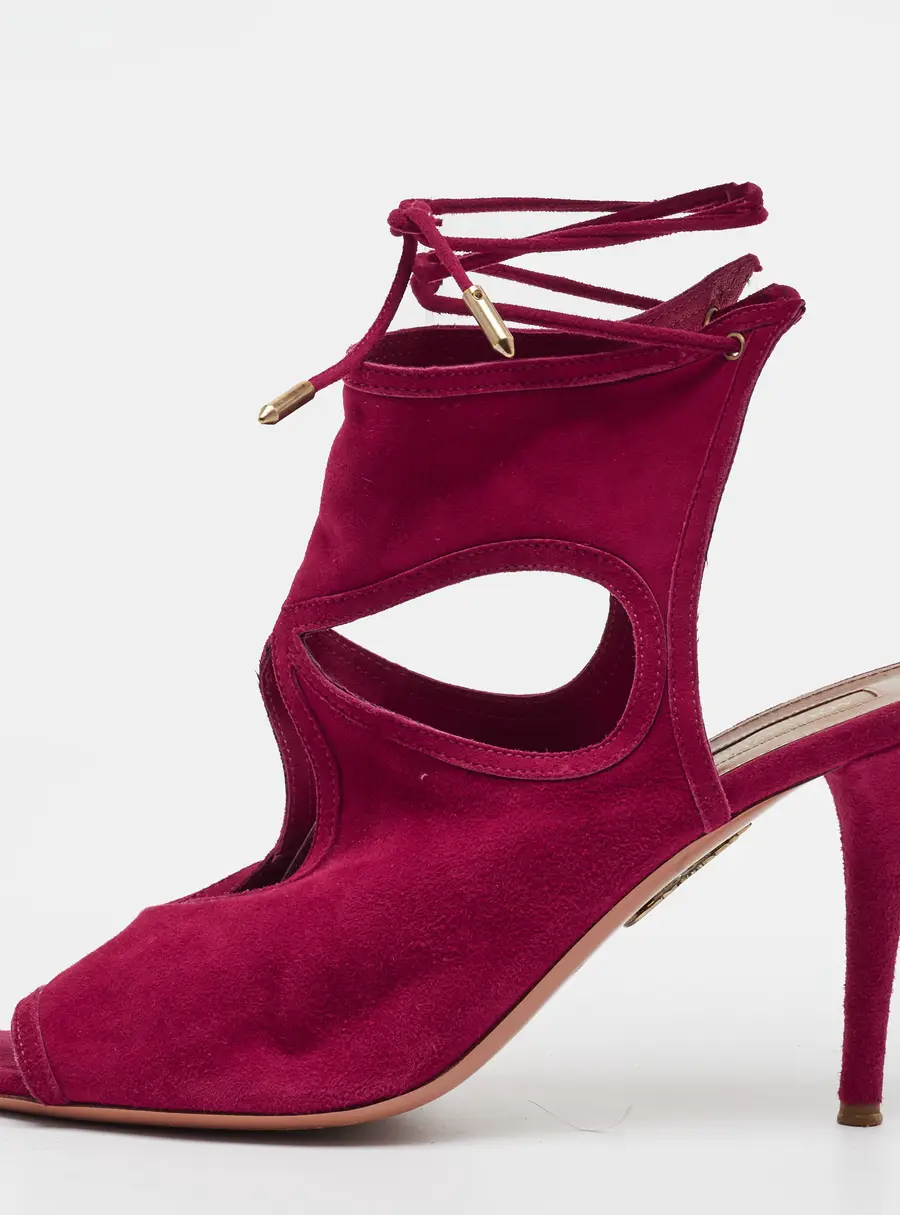 Aquazzura Sexy Thing Size 40 Purple Suede Ankle Strap Sandals