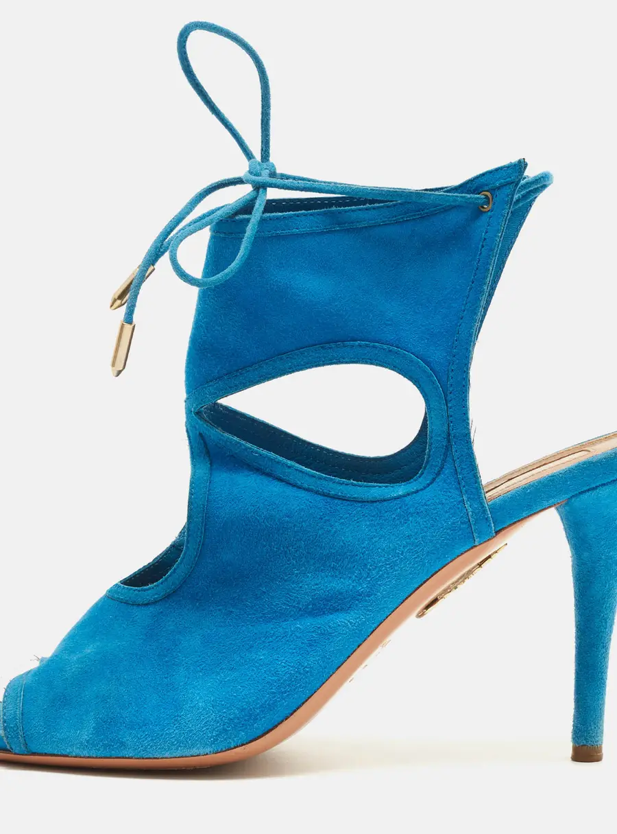 Aquazzura Sexy Thing Size 40 Blue Suede Ankle Strap Sandals